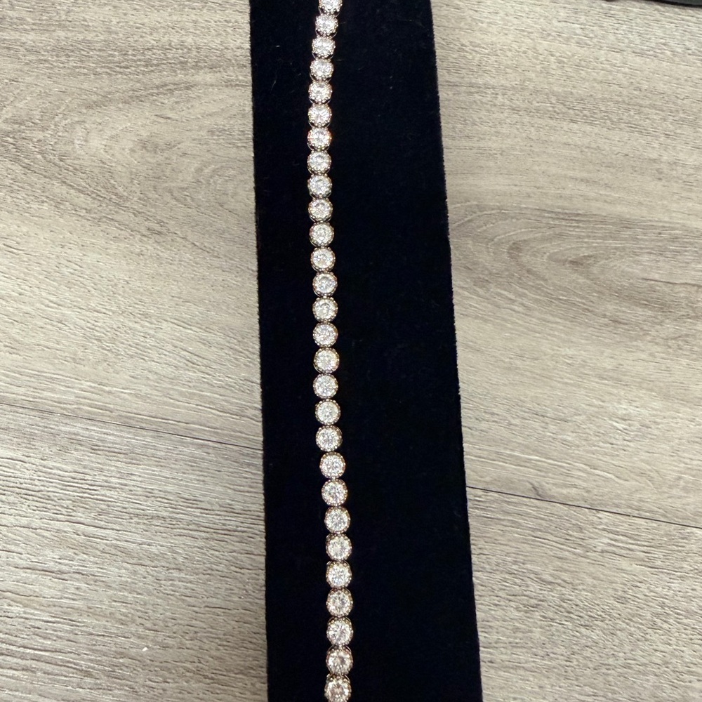 Elegant Gold Tone and Silver Tone Tennis Bracelet 8”